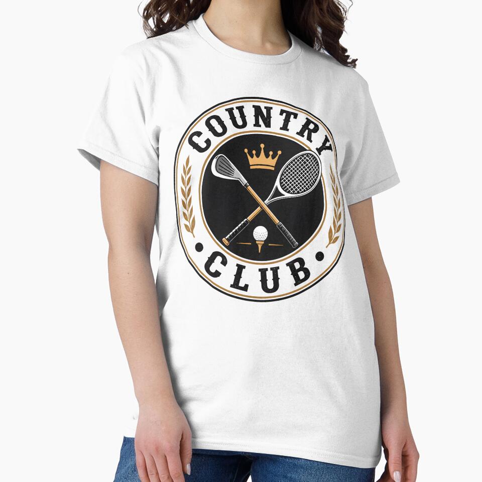 Vintage Country Club Crest Golf And Tennis Preppy Sports Logo by AnnDesignStudio