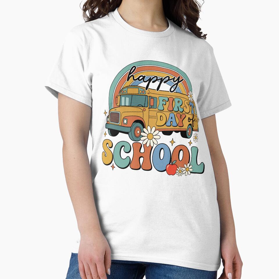 Retro Rainbow School Bus First Day of School by KroghDs