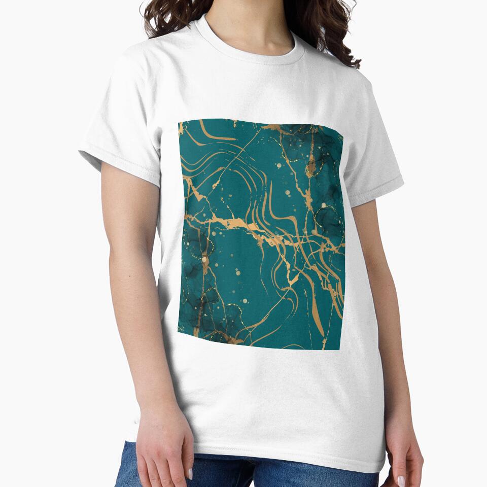 Dark Teal Marble with Gold by MindedInc