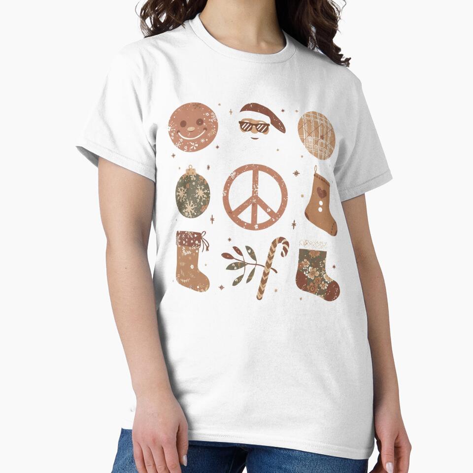 Retro Boho Christmas Collage Peace and Cheer by Yuan Wen
