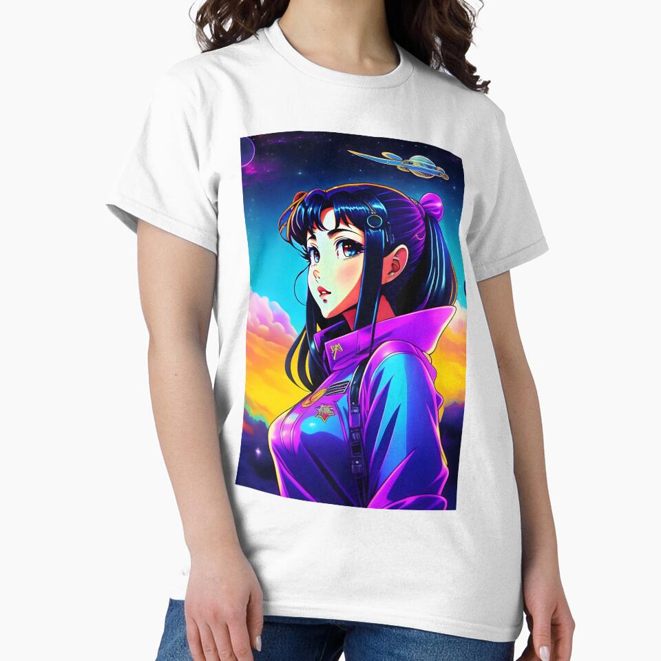 Vintage 90's Anime Girl Inspired Retro lofi Cyberpunk graphic by iluminal