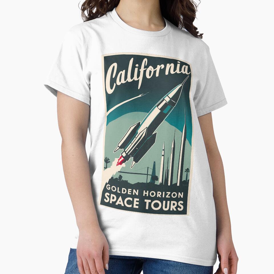 California Golden Horizon Space Tours - Retro Vintage Rocket Adventures by 3MillsDesign