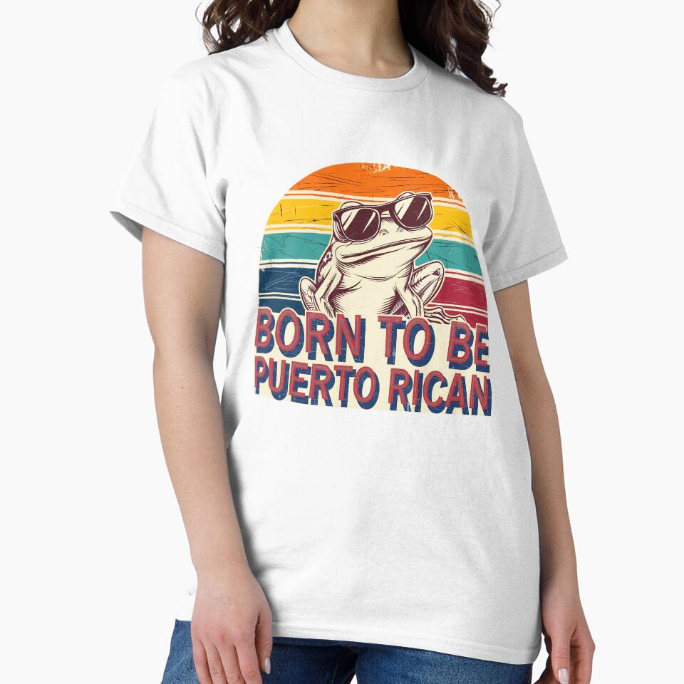 Vintage Sunburst Frog Design – Born to Be Puerto Rican Retro-Inspired Graphic Art by marvinismyname