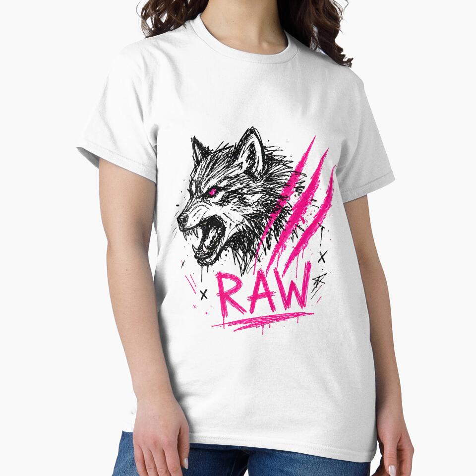 Raw Wolf Sketch Neon Pink Claw Marks Alt Grunge by etuvibes