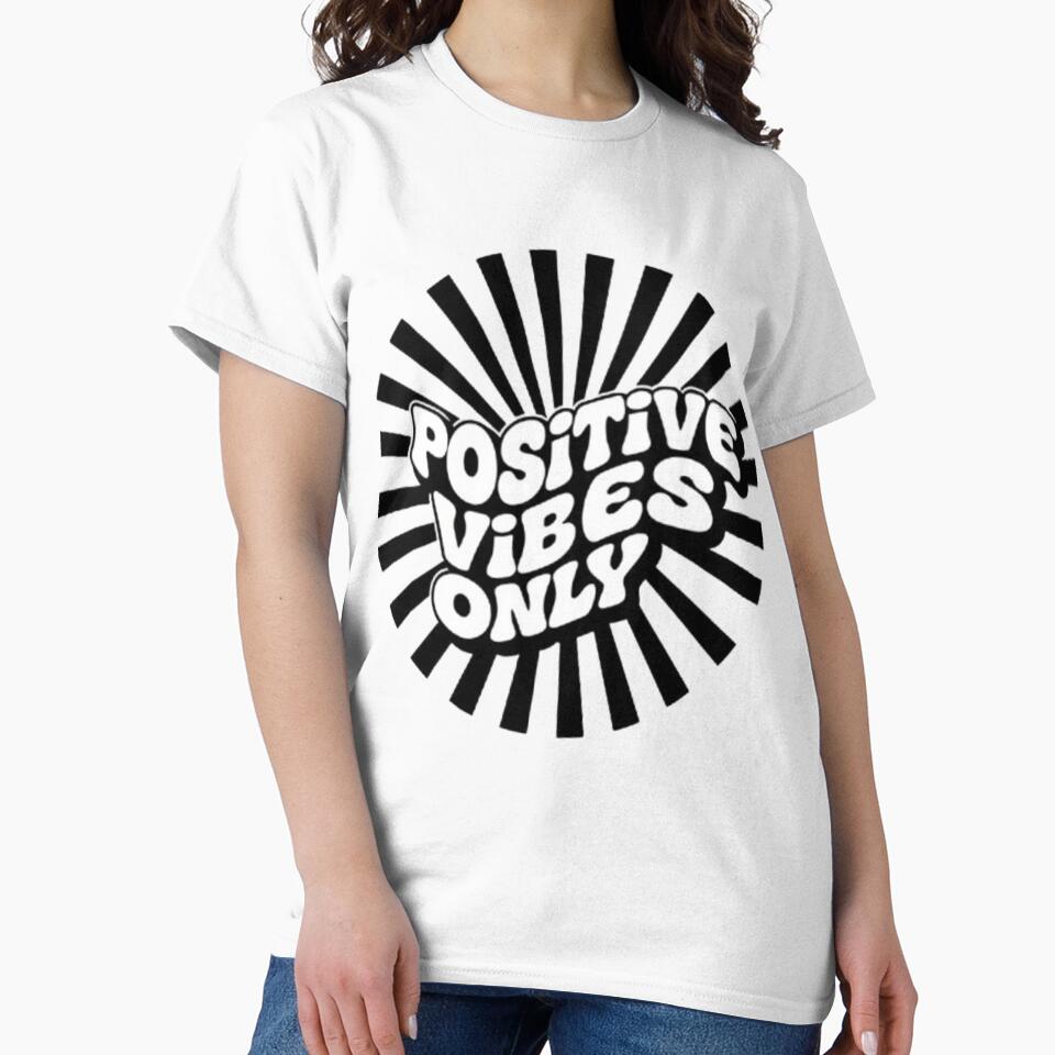 Retro 70s Positive Vibes Only Rainbow Sunburst Typography by zdzdesigner