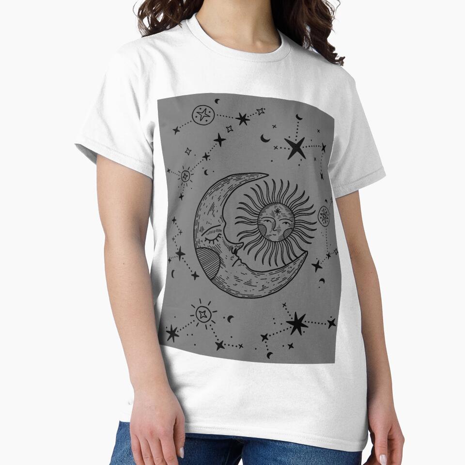 sun and moon celestial modern abstract art by cutecrazytshirt
