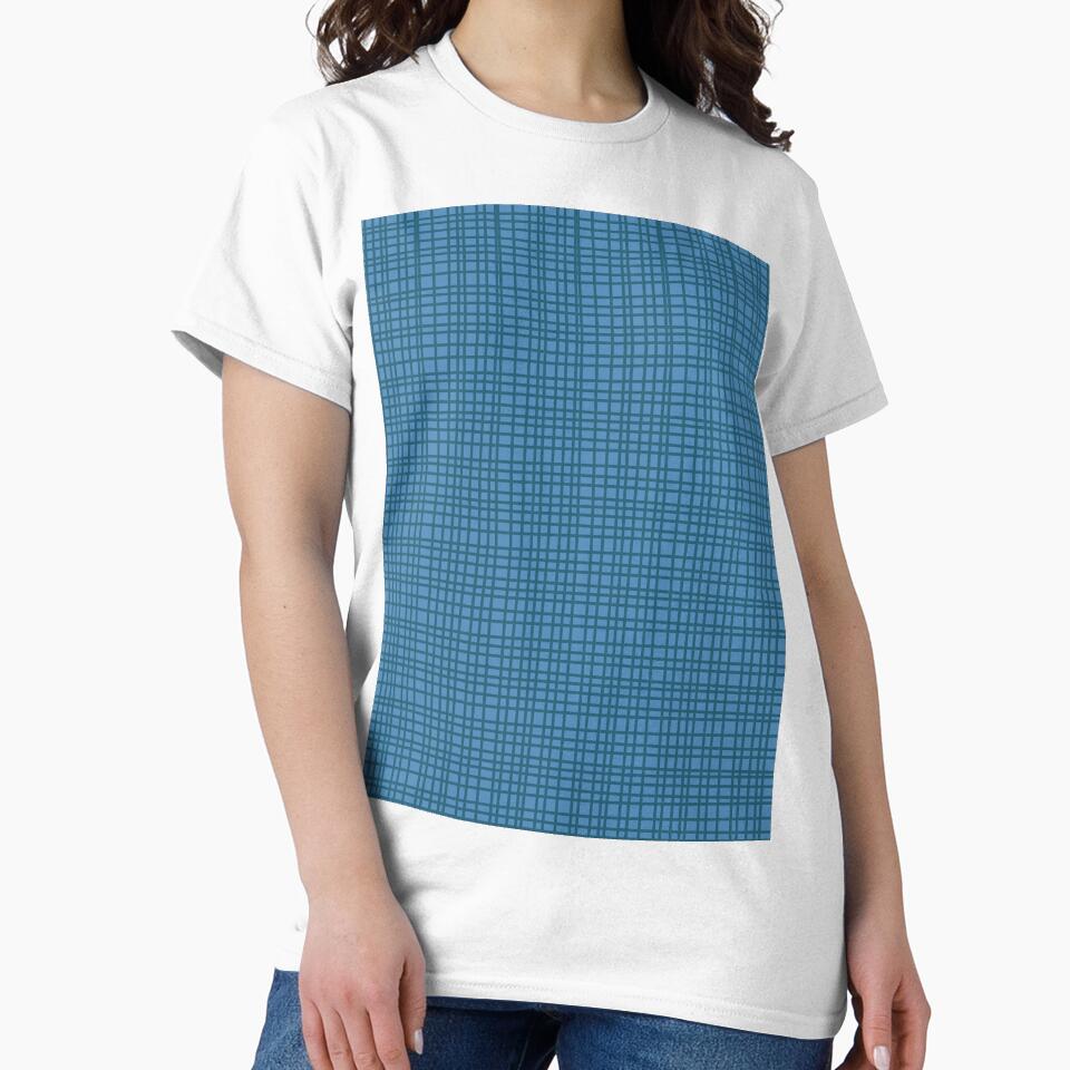 Fine Weave Retro Mid Century Modern Minimalist Woven Line Pattern in Winter Blue and Teal by kierkegaard