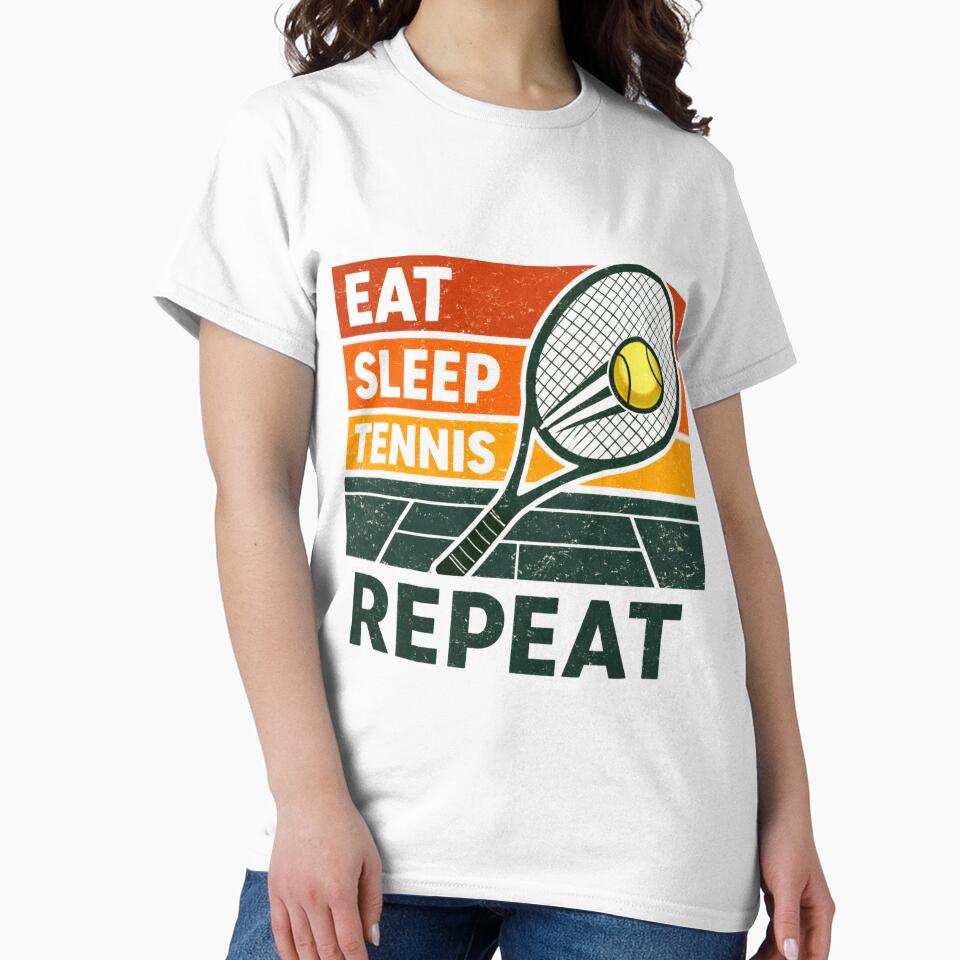 Eat Sleep Tennis Repeat – Funny Tennis Player Racquet Retro Design by Wear Sculpt