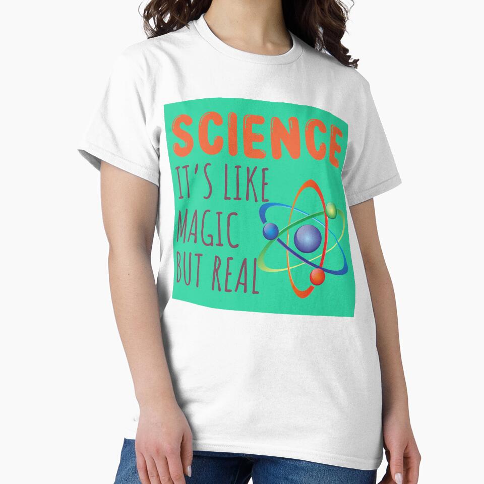 Science It's Like Magic But Real Atom Model Quote Art by PixelWaveBD