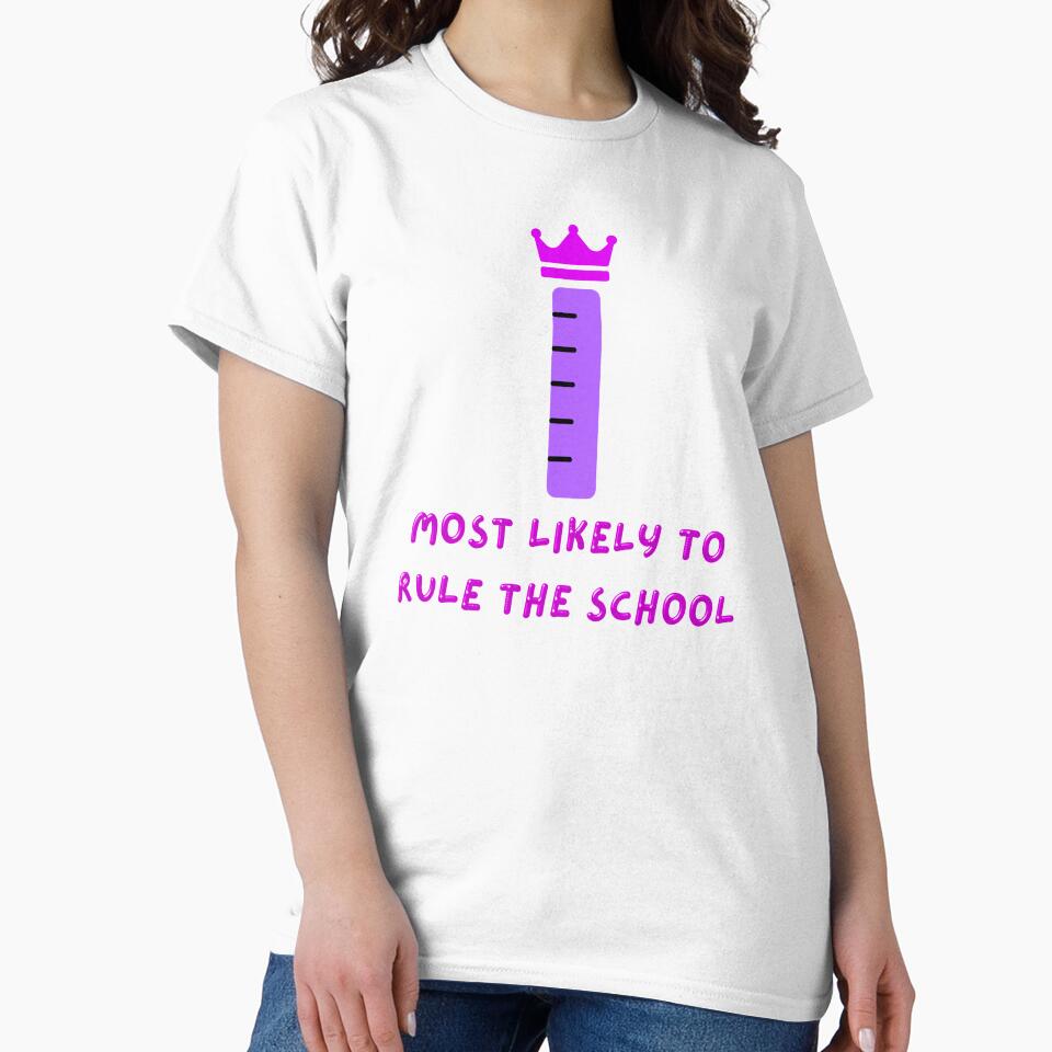Most likely to rule the school: cute crowned ruler pun (pink & purple) by NerdyChibi