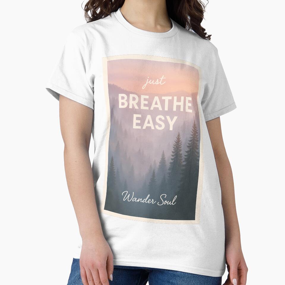 Just Breathe Easy | Modern Minimal Typography Wall Art | Positive Mindset Quote Print | Calm Contemporary Wellness Decor by PaintedPixels01