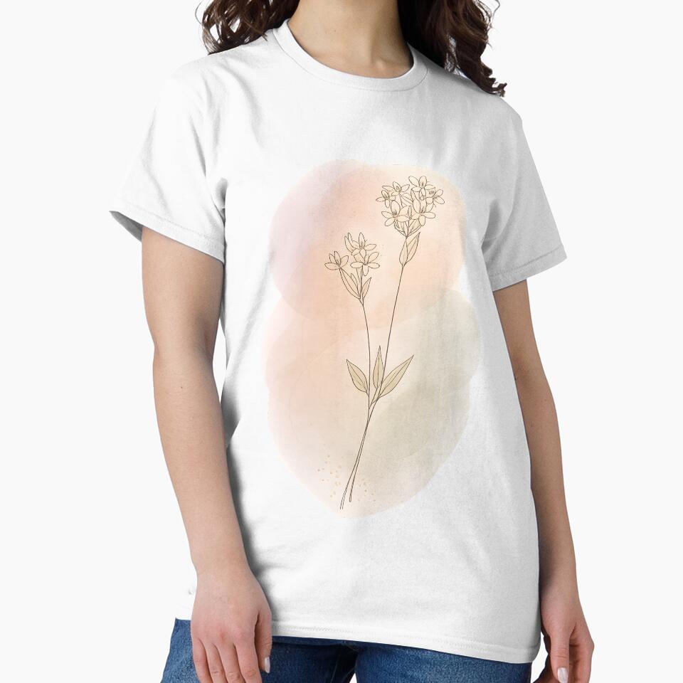 Delicate Wildflowers Line Art in Soft Neutral Tones by blankTeeShirt