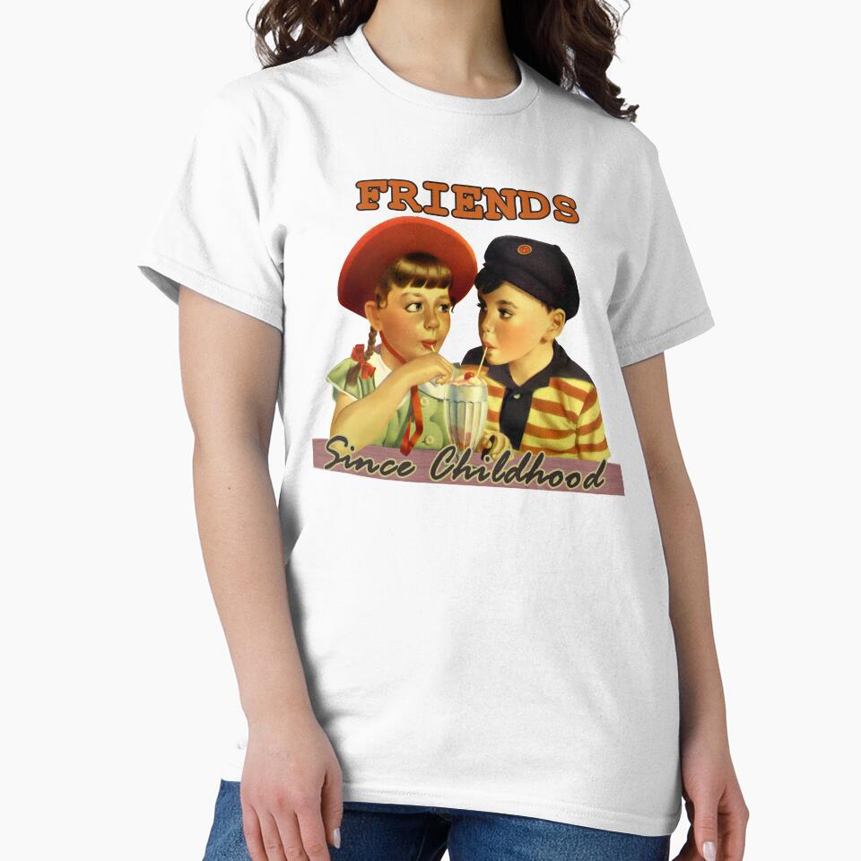 Vintage Girl And Boy Nostalgic Retro Feeling Childhood Friends by LashCreations