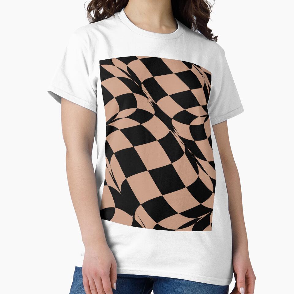 Black and Tan Distorted Checkerboard Pattern Pairs DE 2022 Popular Color Chinook Salmon DET456 by ColorOfTheYears
