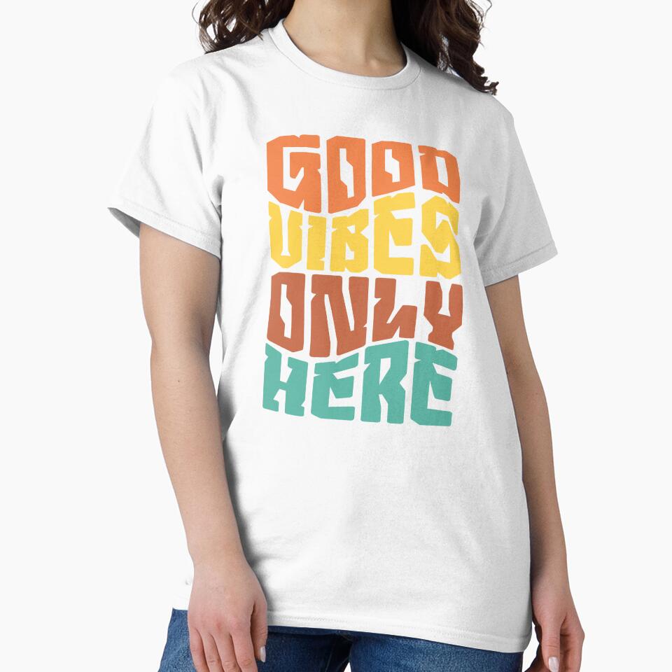 Good Vibes Only Here Groovy Retro Positive Typography by Parkerzz