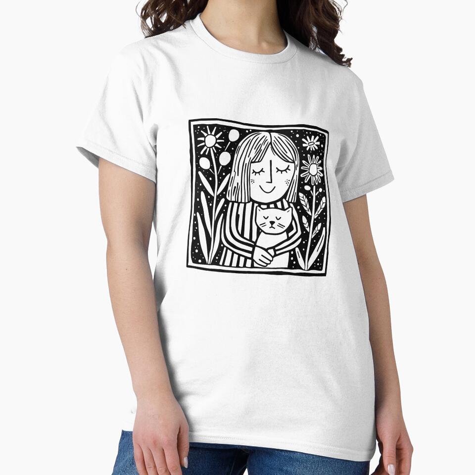 Cat Mom and Kitten Design - Elegant Line Art Illustration for Cat Lovers and Unique Gifts by House Of Roza