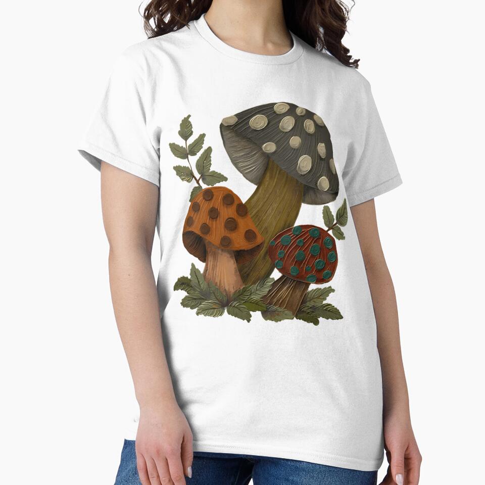 Vintage Forest Fungi Art Tee by RepeatNoProblem