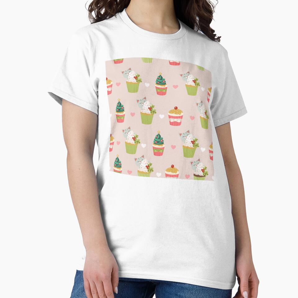 Christmas Pattern,  cats tree and cupcakes design by Phoca Mobil