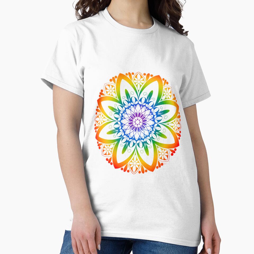 Rainbow Floral Mandala by octocrafty