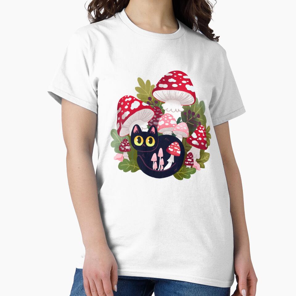 Cat with mushrooms (again) by hellocloudy