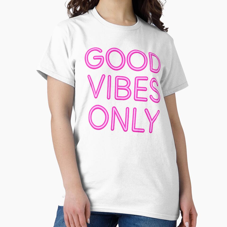 Neon Pink “Good Vibes Only” Quote – Bold Retro Glow Typography Design by Inspired by CarMa