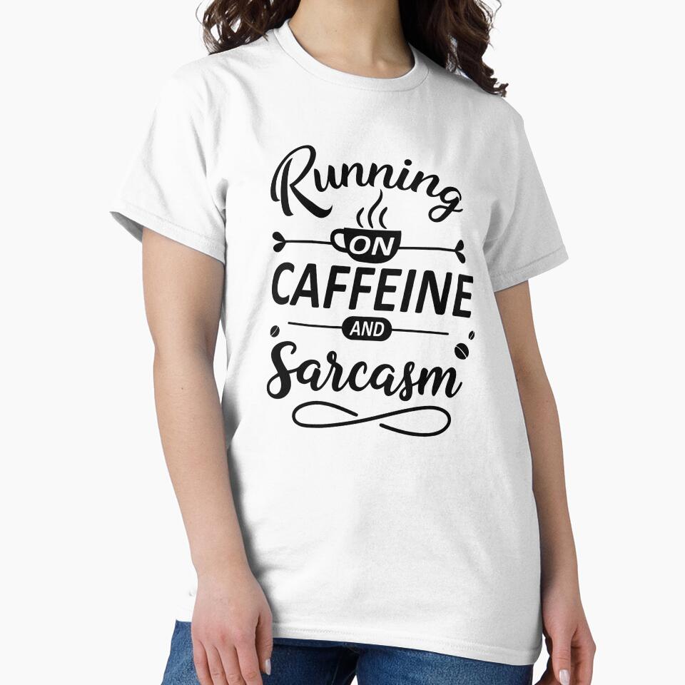 Running on Caffeine and Sarcasm Typography Design | Funny Coffee Lover Quote | Sarcastic Humor Gift | Barista Humor Art by PnrArtDesign