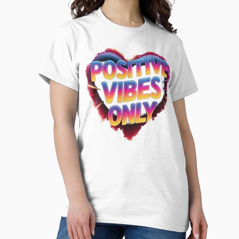 Positive Vibes Only – Colorful Heart Typography Illustration by positive vibes