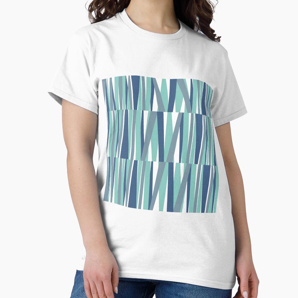 Retro Angular Stripes Blue and white by QuestingPixel