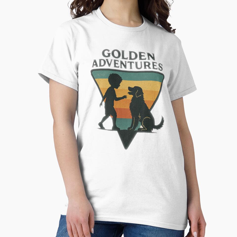 Golden Adventure – Kids and Retriever Retro by ForestPainter
