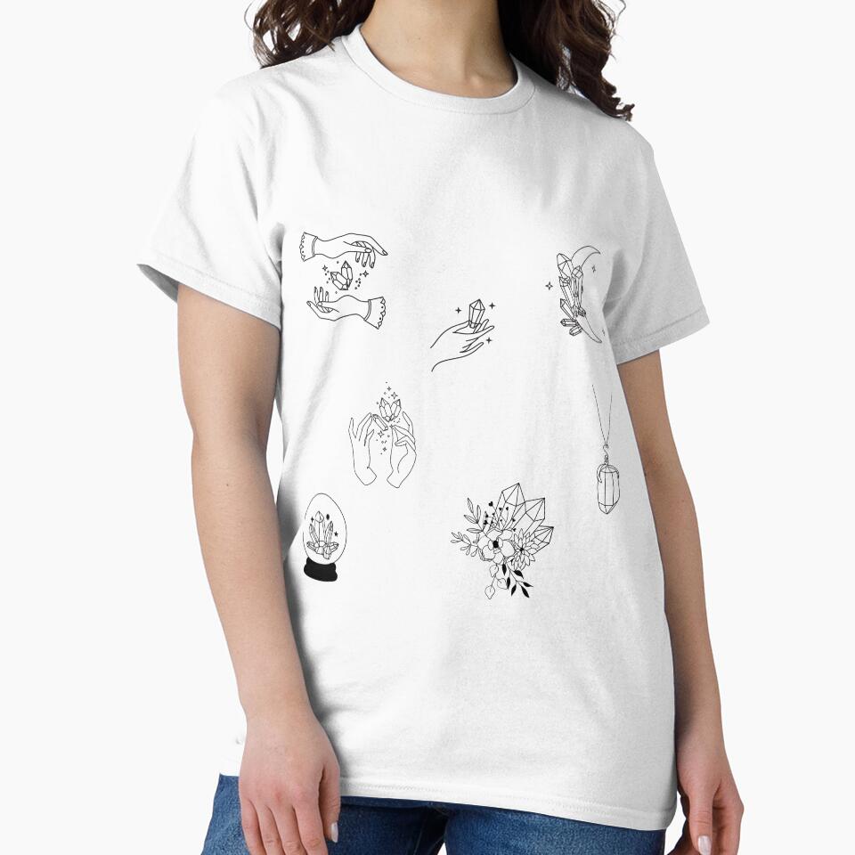 Holding Crystals, Gemstones Aesthetic Sticker Pack, Bohemian Hand Drawn Sketches by Black11Flamingo