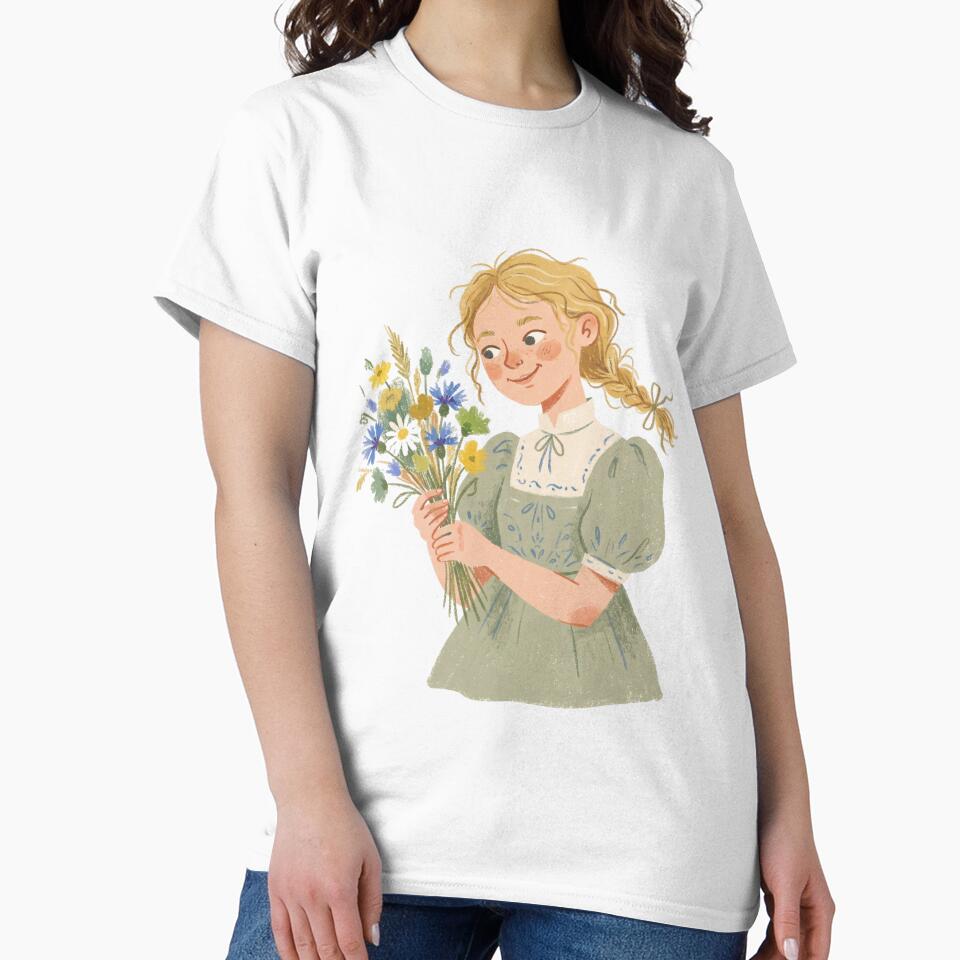 Sweet Girl with Wildflowers Illustration by Pasteltone