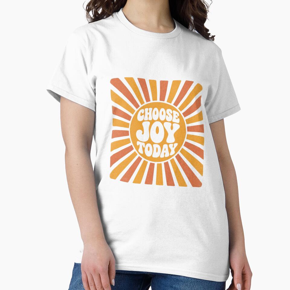 Choose Joy Today retro sunburst 70s affirmation wellness gift by language-des