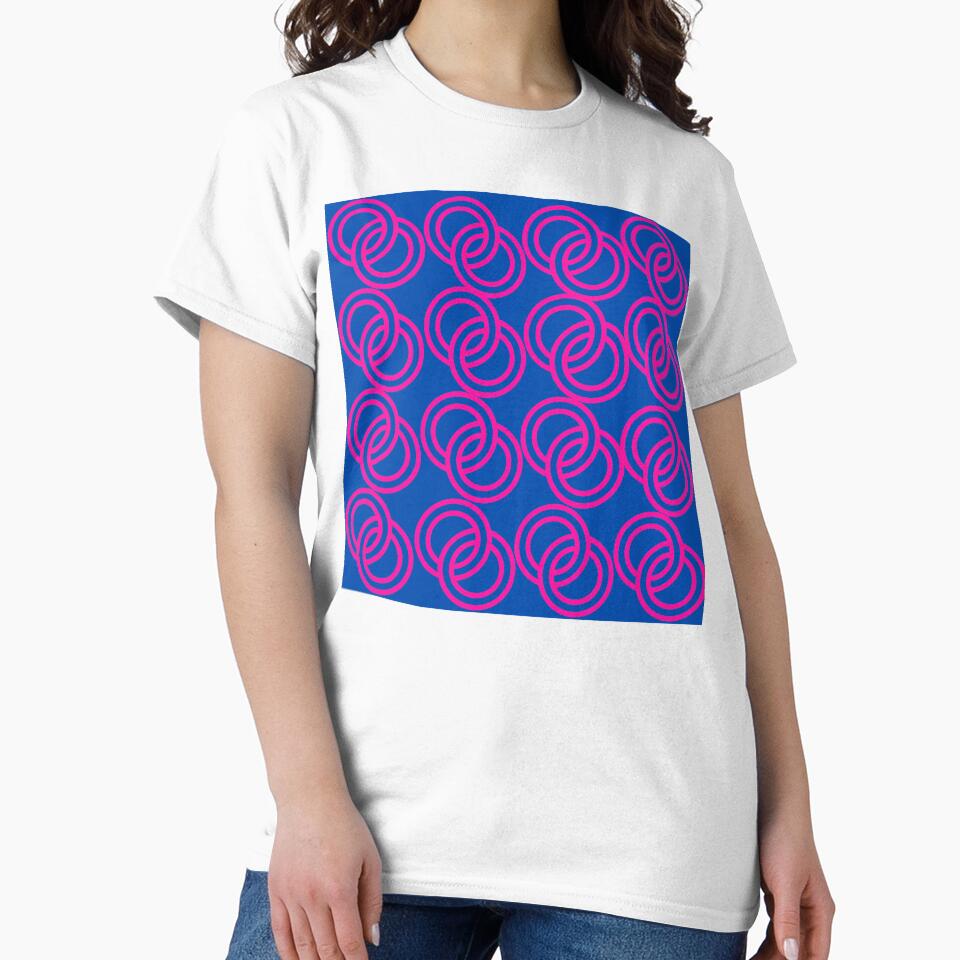 Pink Overlapping Circles on Blue– Modern Geometric Pattern Design by Cultradesign