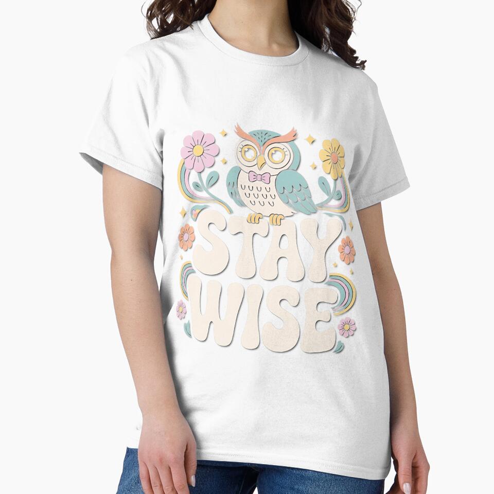 Retro Owl Stay Wise Groovy Flower Design by Norman Shaw