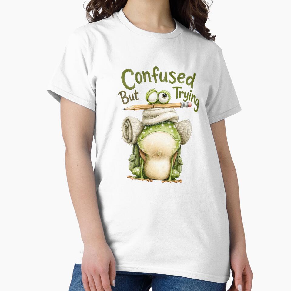 Confused But Trying Funny Frog Student Back to School by VikArt7