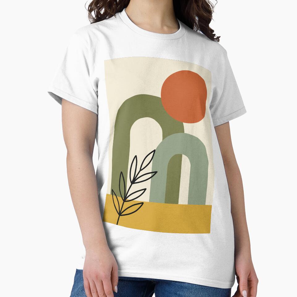 Mid-Century Modern Abstract Arches and Terracotta Sun by AliAltinelArt