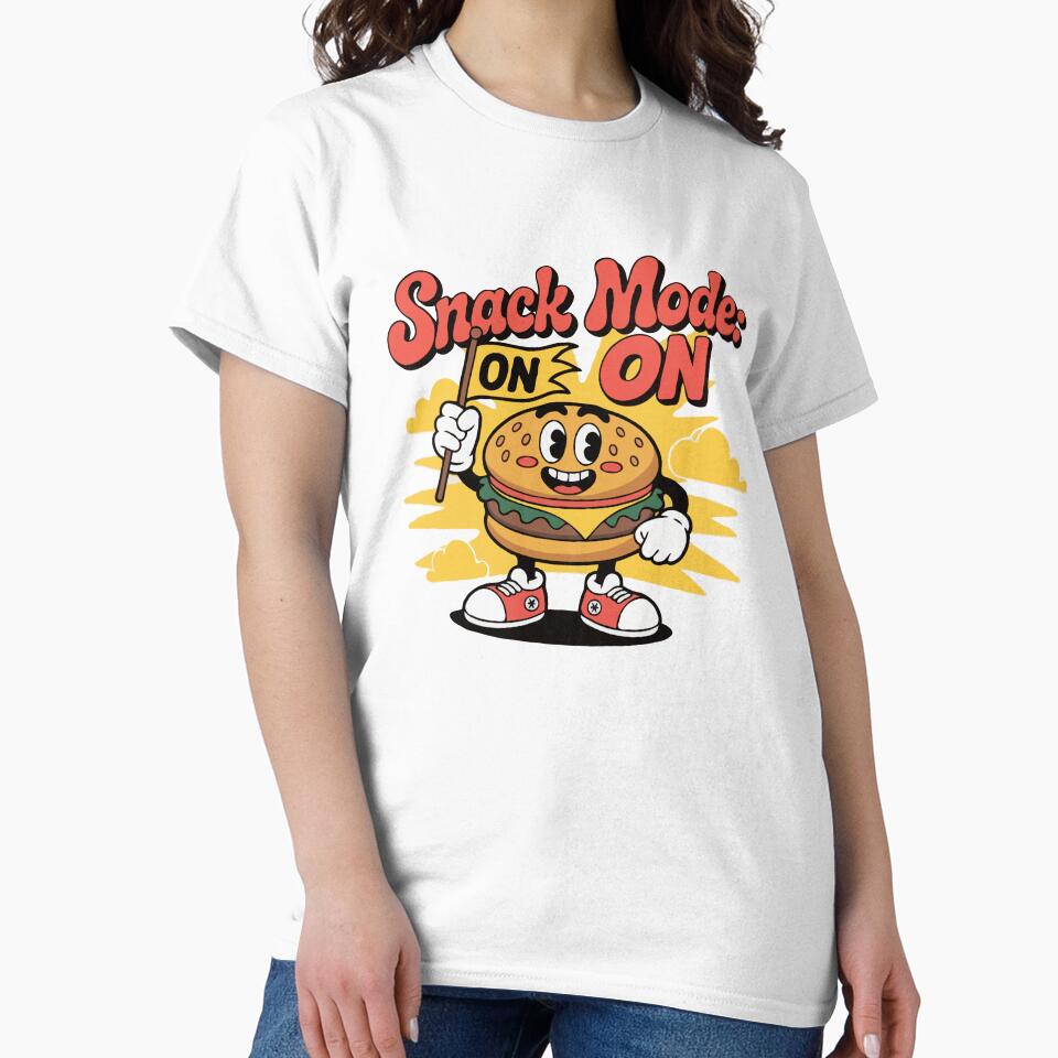 Snack Mode: ON – Retro Cheeseburger Mascot T-Shirt by shaswag