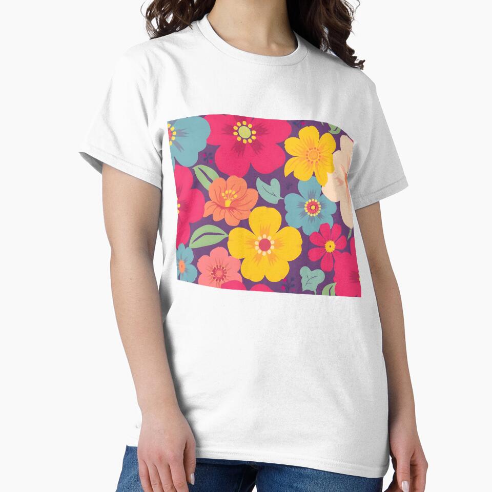 Bright Retro Floral Pattern with Bold Summer Colors by SassyArtistry