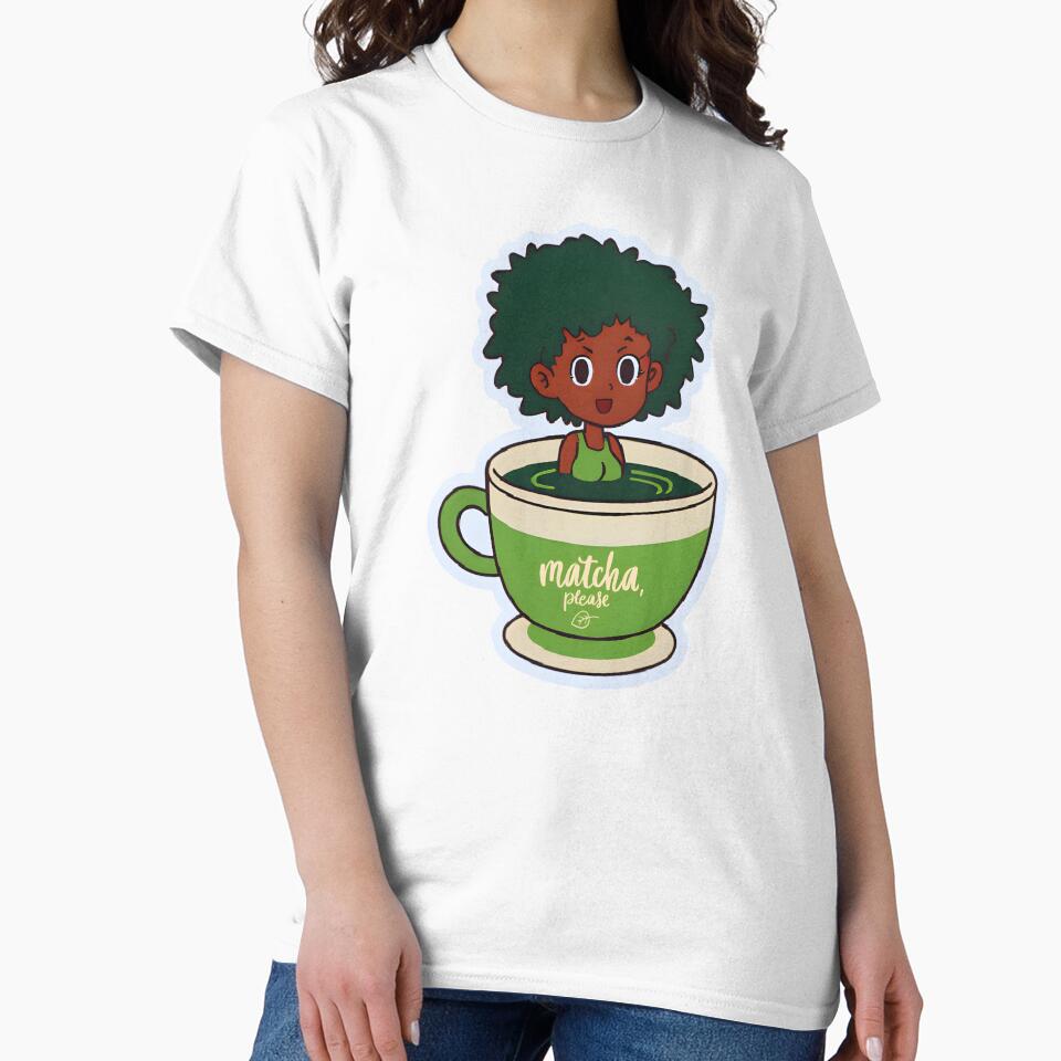 Matcha Please – Black Girl in Matcha Cup with Green Afro by OsasChild