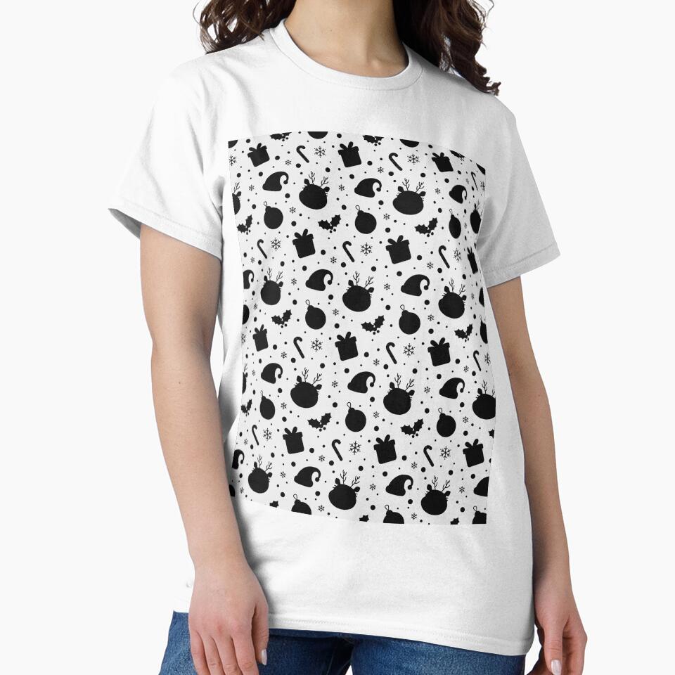 Black White Christmas Seamless Pattern by graphicnew