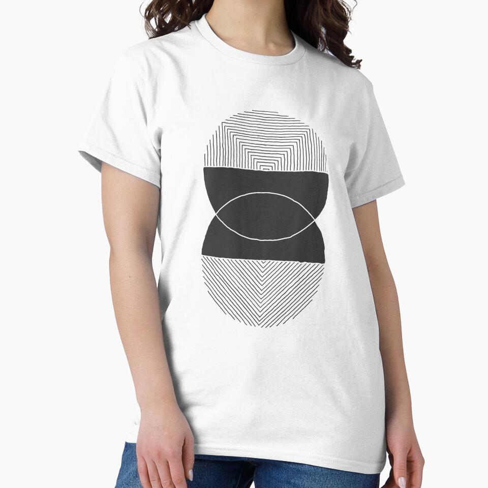 Circle B&W Pieces Abstract Geometric by printheavenart