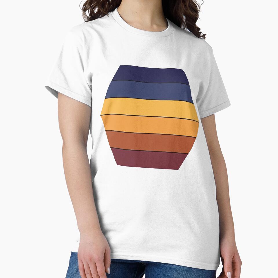 Retro Hexagon Sunset with Warm Gradient Stripes by ArtfulWeave