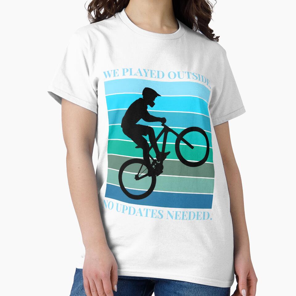 Retro Sunset Bicycle Silhouette: "We Played Outside" Nostalgic Design by VibranPalette
