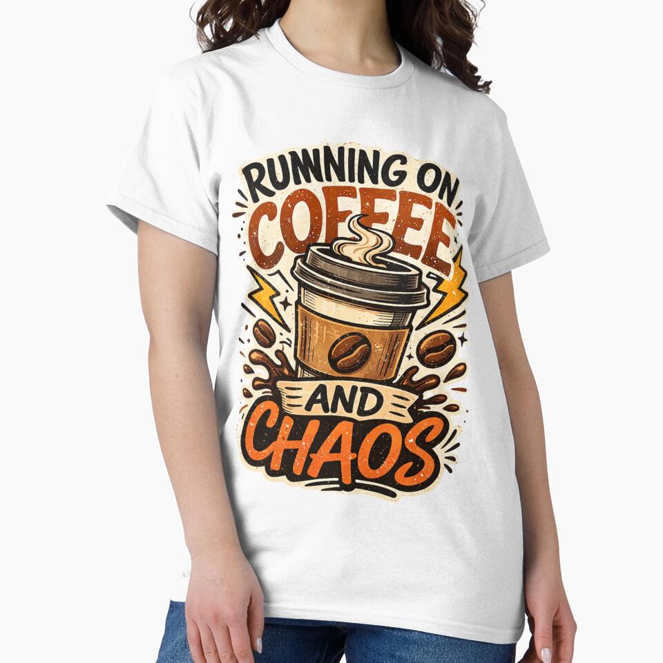Running On Coffee And Chaos Funny Coffee Quote by Tropivaro