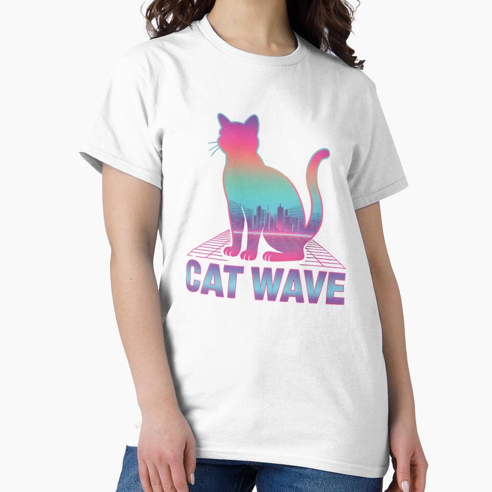 Cat Wave – Holographic Vaporwave Cat by DigitalDream11