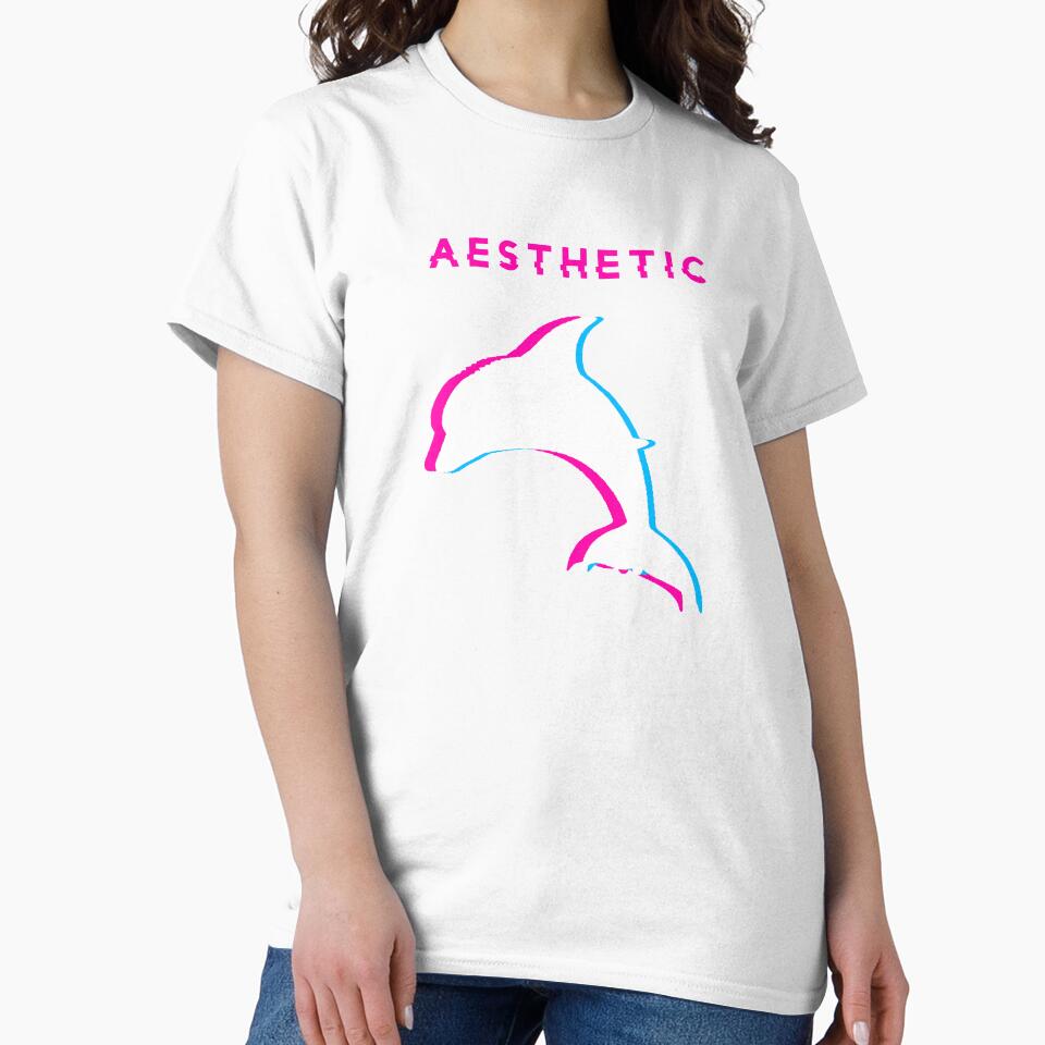 Vaporwave Dolphin Gift Aesthetic dolphin Glitch Style by D-C-Designs