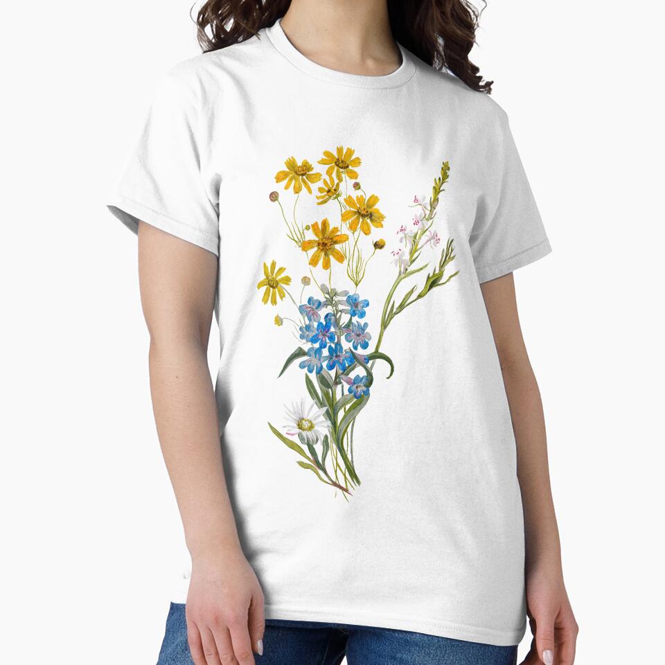 Yellow, White And Blue Flower Bouquet Illustration by ClassicRose
