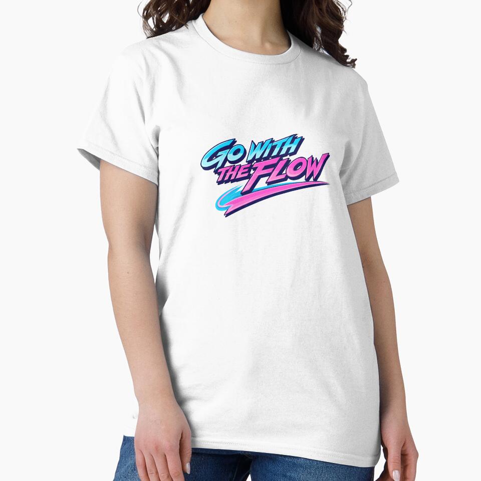 Go With The Flow 80s Retro Wave Typography | Neon Retro Motivation by Art-Selling