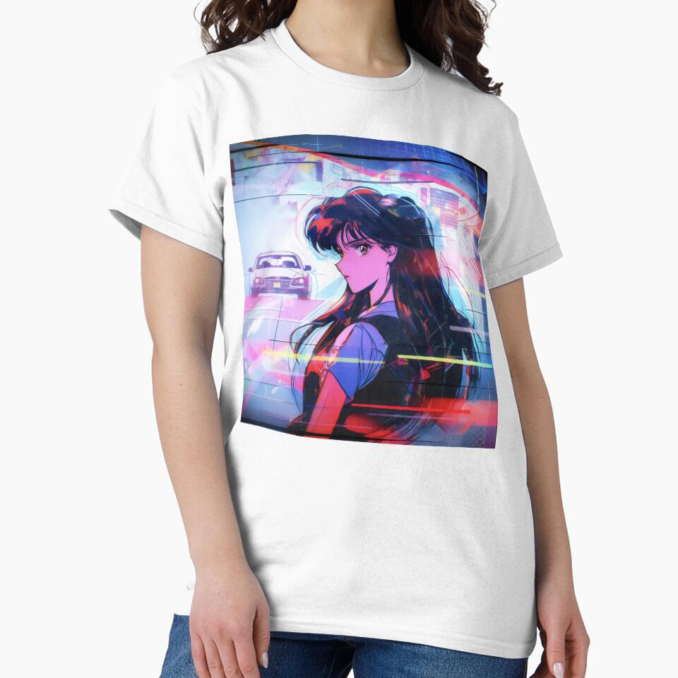 80s Anime Retro Girl Car Japanese Aesthetic Long Hair Girl by glasseskyodai
