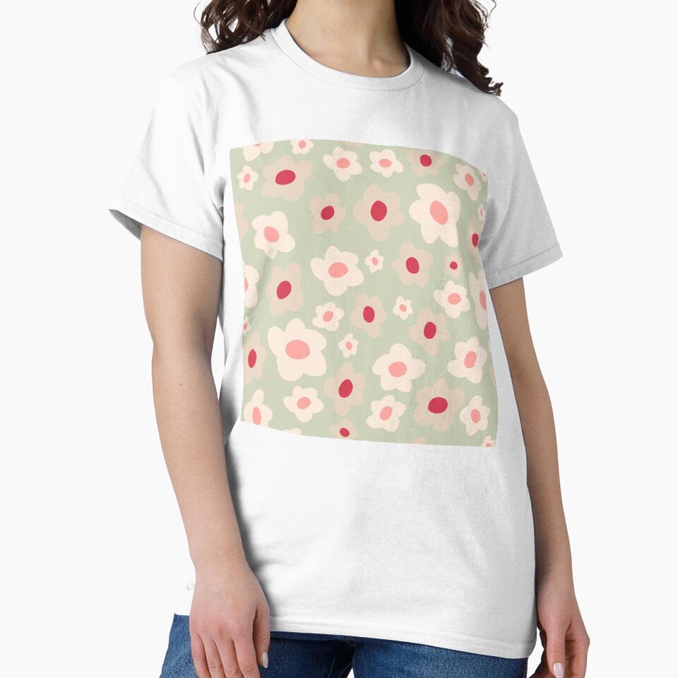 Retro Floral Surface Pattern Pastel Green & Pink by scorpiolane